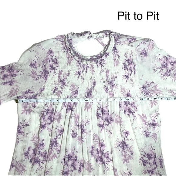 En Creme White & Purple Floral Dress Tunic Size Small - Picture 11 of 16